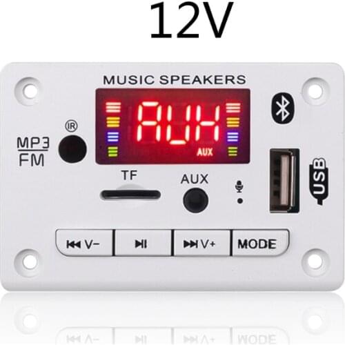 New 5V/12V MP3 Decoder Board Bluetooth 5.0 Car FM Radio Module Supports FM TF USB AUX Recorder