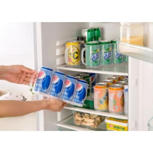 Newest Arrival Beer Soda Can Storage Holder with Handles Plastic Durable Rack Kitchen Fridge Organizer