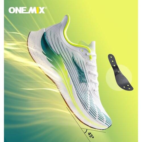 Onemix Women Running Shoes Light Marathon Adjustable Carbon Fibre Plate Breathable Sneakers Lace Up Mesh Athletic Shoes soft