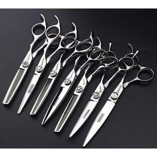 Barber shop professional flat cutting teeth scissors 6 inch 7 inch willow leaf scissors warping shears hair stylist special hair