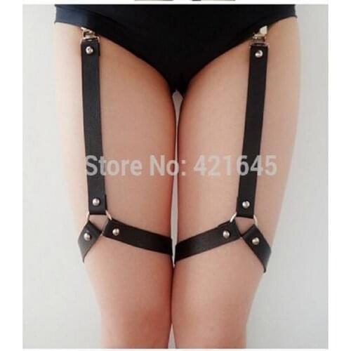 New Fashion Harajuku Handmade Punk Studded Goth Elastic Rock leather O-round Garter Belt leg ring Stocking Suspenders ZPLG001
