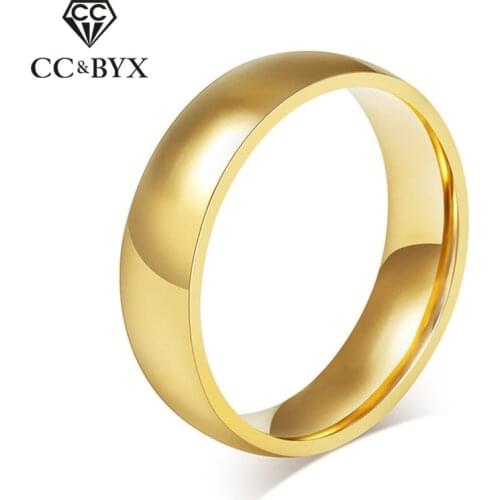 CC Simple Rings For Women And Men Lovers Titanium Steel 6mm & 8mm Ring Bridegroom Wedding Bijoux Top Quality Anti Allergy CC928c