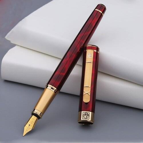 Luxury High Quality Brand Pimio 902 Fountain Pen Metal Agate Red Titanium Nib Stationery Office School Supplies Ink Pens