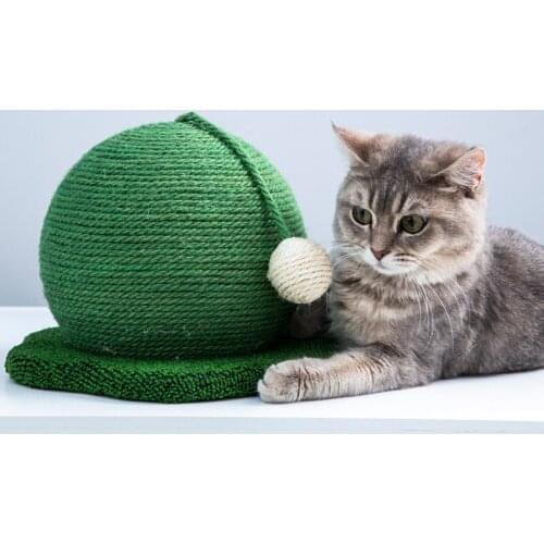 Cat Scratch Cactus Ball with Wood Base Woven Sisal Cats Scratch Board Grinding Nails Interactive Protecting Furniture Kitten Pad