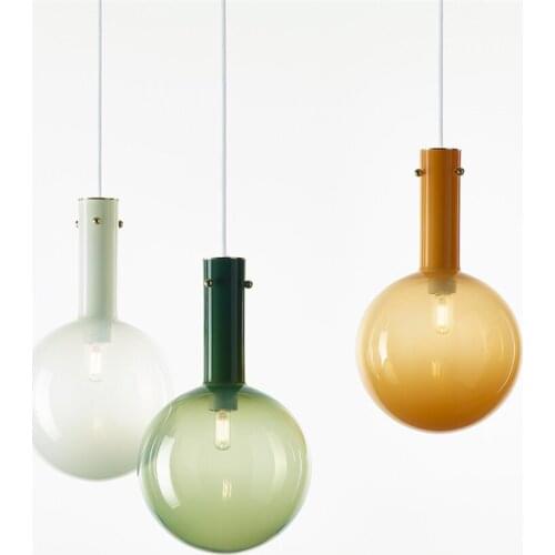 Nordic Round Head Color Glass Pendant Lights Modern Bar Luxury Decor Lamp Dining Room Living Room Bedroom Bedside Pendant Lamps