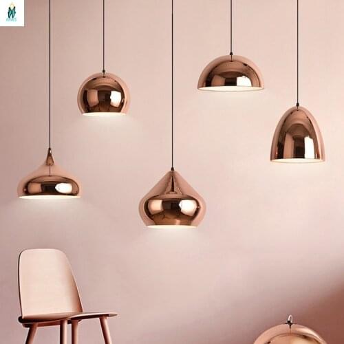 Nordic Rose Gold Pendant Lights Luxury Mirror Lampshade Hanging Lamp Restaurant Bar Living Room Decoration Led Pendant Light