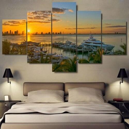 5 Panel Modern Wall Art Canvas Painting HomeDecor Of Landscape Tiger Red Wine Holiday Picture Custom Modular Paintings On Canvas
