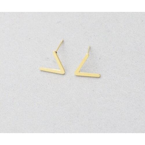 GORGEOUS TALE Fashion Jewelry Minimalist Design Style Gold ColorTriangle Shape Charms Stainless Steel Stud Earrings for Women