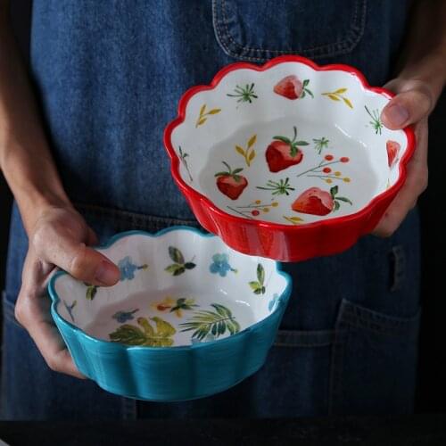 Cherry bowl creative household personality cute net red ins ceramic tableware single salad dessert fruit girl heart