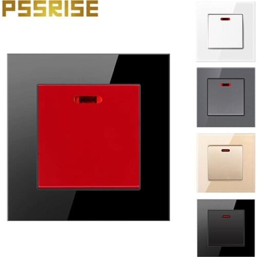 G11 45A Wall Switch Push-button Switch Light Switch Luxury Crystal Tempered Glass Panel Air Condition Water Heater Switch