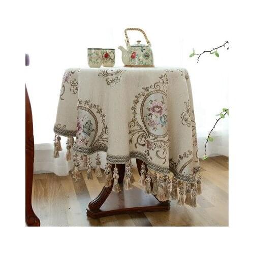 European style chenille yarn-dyed jacquard round table cloth, round table coffee table cloth