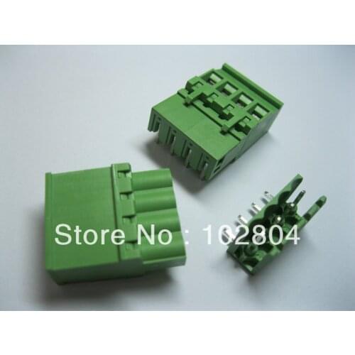 200 Pcs Pitch 5.08A 5.08mm 4way/pin Angle-pin Screw Terminal Block Connector Pluggable Type 2EDCD-5.08A-2EDCR Green HOT Sale