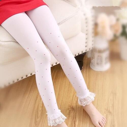 2018 New Arrival Summer Baby Girls Footless Lace Dot Stockings Dance Leggings Children Skinny Pants For 2-13 Years Old