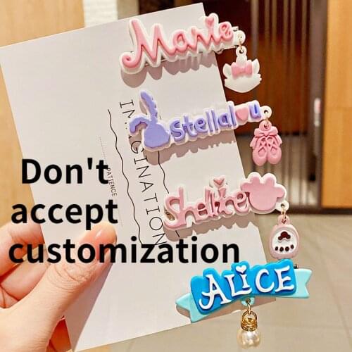 2021 Named Hair Accessories Letter Pendant Hairpins Cute Cartoon Kids Sweet Hair Clips Barrettes Lovely animal Headband Girls