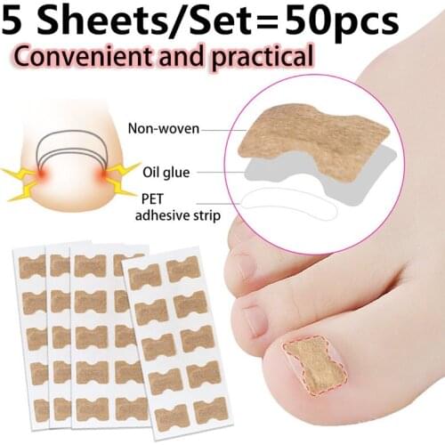 5 Sheets/Set=50pcs Embedded Toe Nail Corrector Sticker Toenail Care Pedicure Tools Thumb Curl Correction Sticker Foot Care Tool