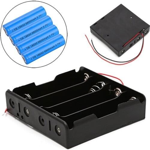 5 Pcs 4x18650 Rechargeable Battery 3.7V Clip Holder Box Case With Wire Lead