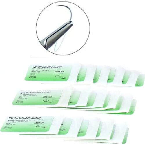 6PCS New 2/0 3/0 4/0 Needle Suture Nylon Monofilament Non-injured Suture Medical Thread Suture for Medical Surgical Suture Tools