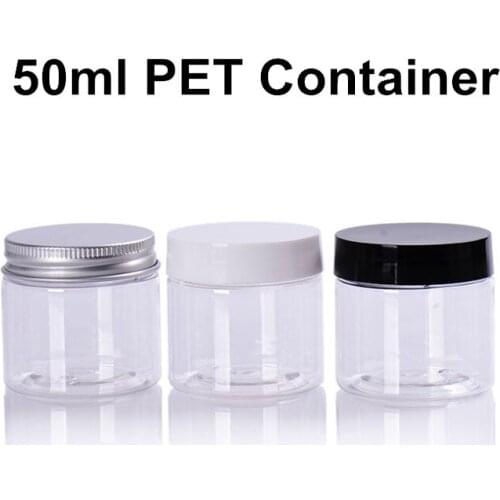 80 X Clear PET Plastic Jar 1.7OZ(50ml) Cream Container Pot Silver/PP Lid Cosmetic Travel