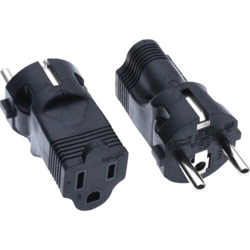 Europe to USA America Adapter,EU Male to USA 3Pole Female AC Converter Nema 5-15R Female to Europe CEE7/7 3Pole Male AC Adapter