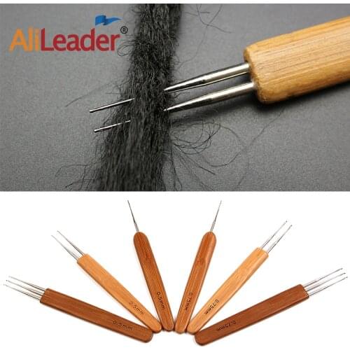 AliLeader 0.75mm Double Head Dreadlock Wood Handle Crochet Needle Hook For Dreadlocks Braids Hair Making Needle Tools For Dreads