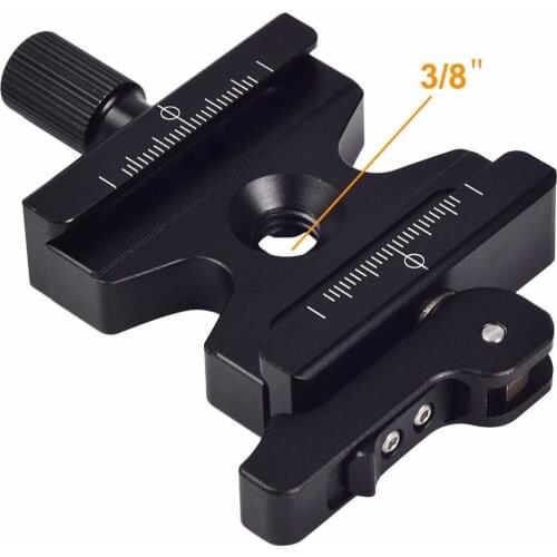 Aluminum CNC 3/8'' Screw Camera Quick Release Clamp w/ Adjustable Lever & Knob for Arca Swiss RRS Wimberley Tripod Ball Head