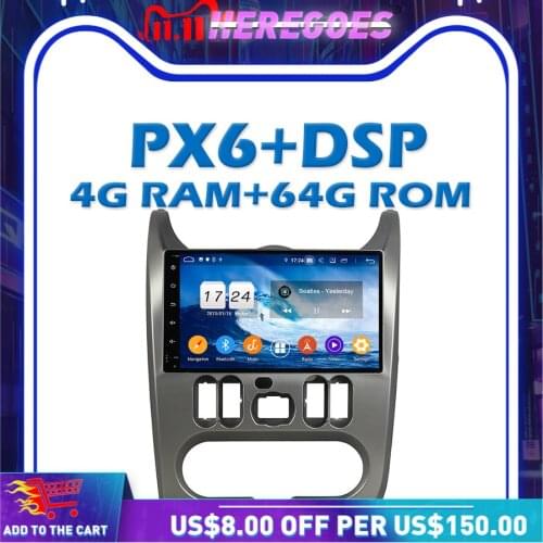 PX6 DSP Android 10.0 4G + 64G IPS Car DVD Player GPS Google Map RDS Radio Wifi Bluetooth 5.0 For Renault Logan Sandero Duster