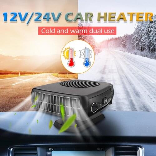 12V 24V Car Bus Truck Heater Vehicle Windscreen Demister Defroster Portable Electric Heating Fan Black Cold and warm dual-use