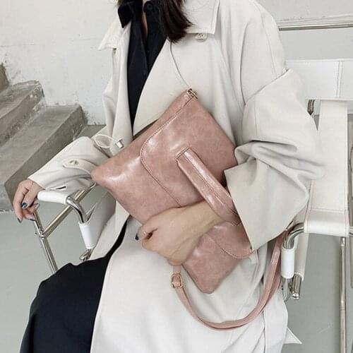 Large Capacity Envelope Handbag Retro Luxury Designer PU Leather Black Evening Clutch Purse Bag for Women Shoulder Bag ZD2118