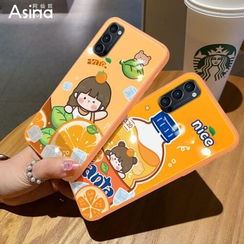 ASINA Tempered Glass Case For OPPO Reno 2 3 4 5 Pro Shockproof Cute Cartoon Cover Bumper For Realme X7 Find X3 Lite Women Funda