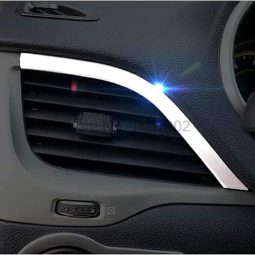 For Jeep Cherokee 2014 2015 2pcs Chrome Car Inner Lower Air Condition AC Vent Cover Trim Strip Interior Auto Accessories