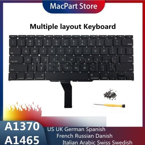 For Macbook Pro 11.6" A1370 A1465 Keyboard version US UK EURO EU German French Danish Russian Spanish 2011 2012 2013 2014 2015