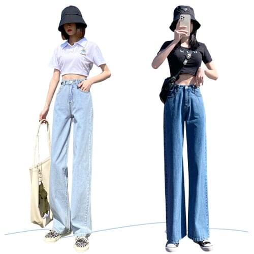 High Waist Wide Leg Jeans Lady Spring Summer Denim Straight Leg Female Fashion Casual Thin Loose Plus Size Drape Trousers Women