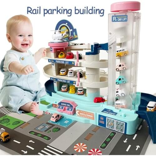 Electric Track Car Parking Building Toy Racing Rail Car Train Track Toys for Kids Gifts Mechanical Adventure Brain Table Game