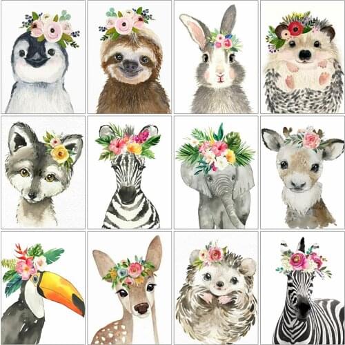 Evershine Diamond Embroidery Cartoon Cross Stitch Zebra 5D DIY Diamond Painting Elephant Animal Mosaic Sale Rhinestones Art