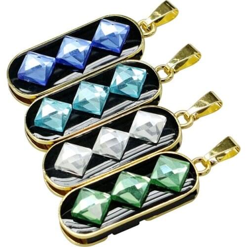Real Capacity USB 2.0 Flash Drive Necklace Pen Drive Pendrive Cute Crystal Gemstone Style 8GB 16GB 32GB 64GB Memory Stick Gift