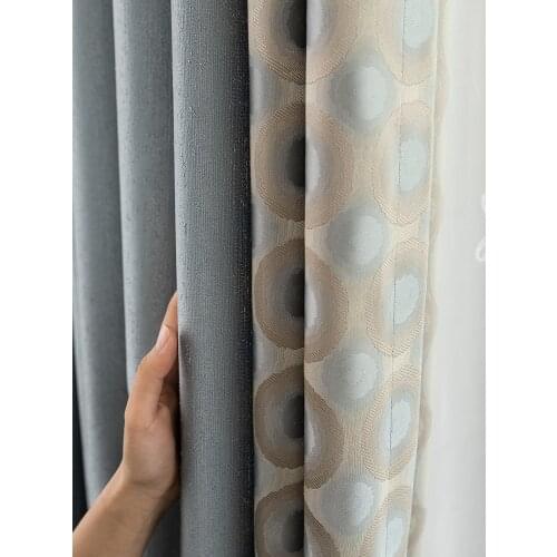 Custom curtain Nordic modern Light luxury livingroom Splicing Circle Gray blue shading bedroom blackout curtain drape M916