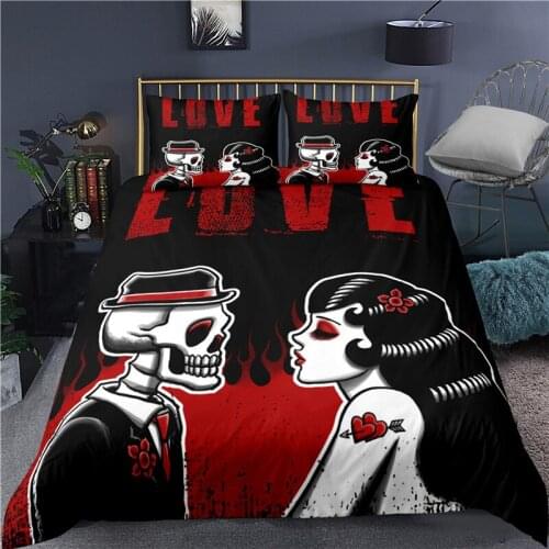 Skull bedding set king size with pillowcase simple duvet cover set queen size bed linen home textiles double bed set