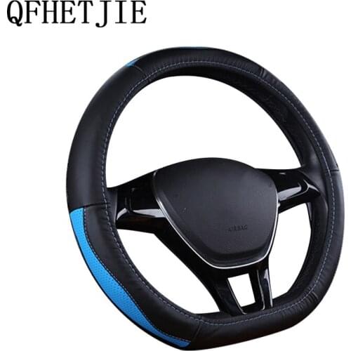 Car Steering Wheel Cover Top Layer Leather D-type Four Color Car Handle Cover Car Interior Accessories Universal Car Accessories