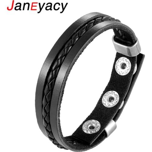 Hot Sale Snap Button Bracelet Bangle Snap Leather Bracelet Retro Handmade Braided Multi-layer Leather Bracelet Buttons Jewelry