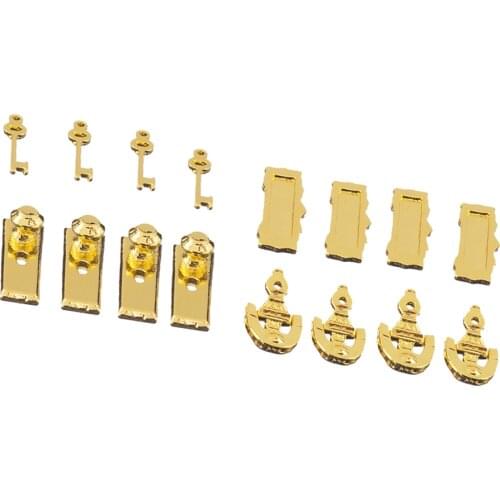 8Pcs/pack Dollhouse Miniature Brass Knocker and Mailbox Letter Slot & Door Lock W.Keys Accessory DIY