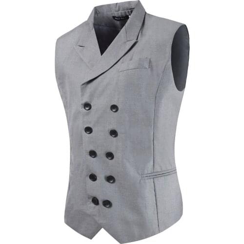 Men Suit Vest 2020 Spring And Autumn New Korean Small Vest Self-cultivation Lapel Jacket Double-breasted Suit Collar Mens Vest