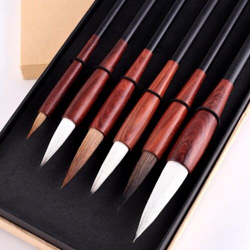 Chinese Calligraphy Brush Set 6pcs Caligrafia Calligraphy Brush for Calligraphy Writing Painting Tinta China Chinese Brush Pen