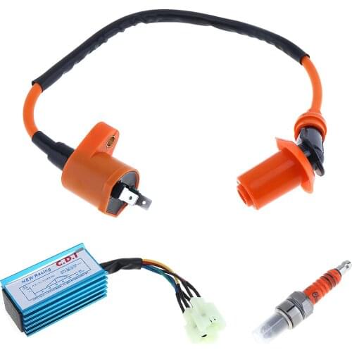 Motorcycle Racing 6pin CDI Ignition Coil Spark Plug Set igh Performance Fit for Gy6 150cc 125cc 50cc Scooter Motorbike Parts