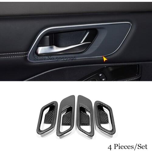 For Nissan Rogue X-Trail 2021 2022 ABS Carbon fiber Car inner door Bowl protector frame Cover Trim Car Styling Accessories