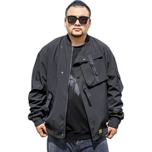 Oversized L-5XL Men Bomber Jacket 2021 Mens Mulit-Pocket Cargo Bomber Jackets Steetwear Hip Hop Windbreaker Coats Outwear