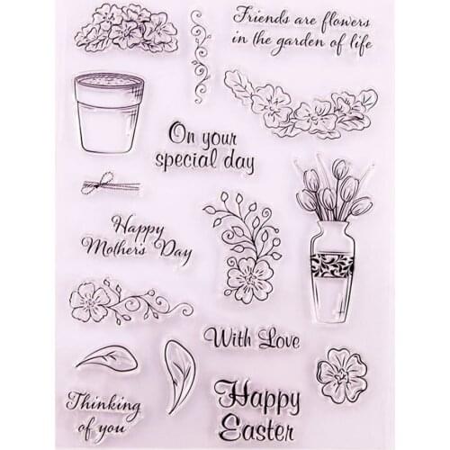 New DIY Cake Tool Vase Flower Cake Embosser Stamp Sticky Decorating Fondant Cutter Tools Sugarcraft Transparent Silicone Seal