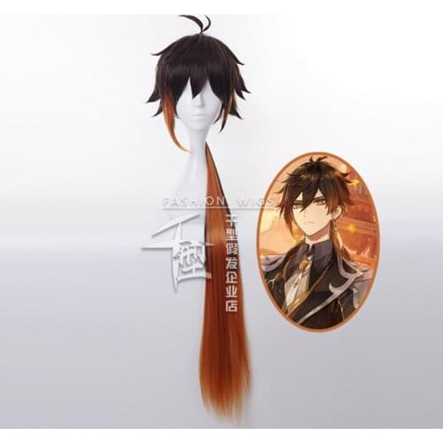 Anime Zhong Li Wig Genshin Impact Cosplay Costume Heat Resistant Synthetic Hair + Wig Cap