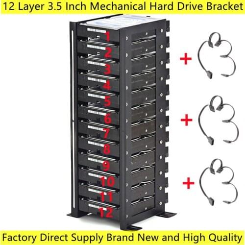 Brand New 12 Layer 3.5 Inch Mechanical Hard Drive Bracket External Hard Disk Box Stack Rack Frame HDD Bracket Metal Storage Cage