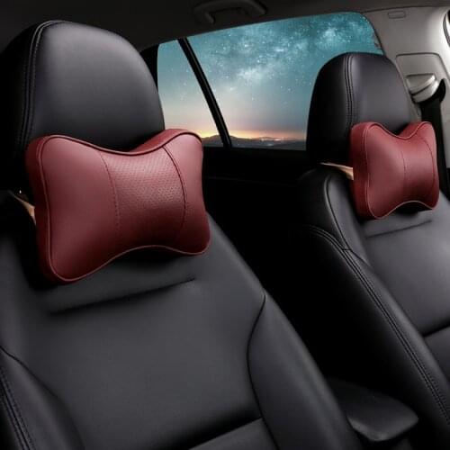 Car Neck Pillow PU Leather Seat Head rest Pillows Cushion For Renault BMW Toyota Nissan Volkswagen Mazda Hyundai Honda Kia