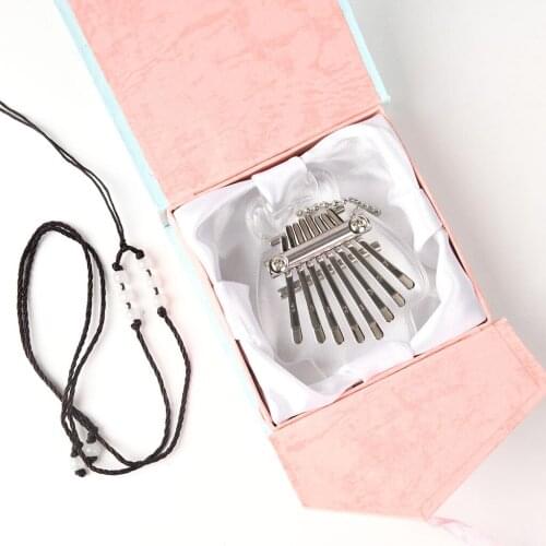 Kalimba 8 Keys Transparent Acrylic Thumb Piano Pendant Music Instrumental Gift for Music Fans Kids Adult